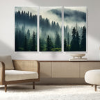 Captivating Misty Forest Wall Art, Foggy and Serene Atmosphere Canvas Print