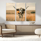 Texas Cow Wall Art Canvas Print for Farm House Wall Decor