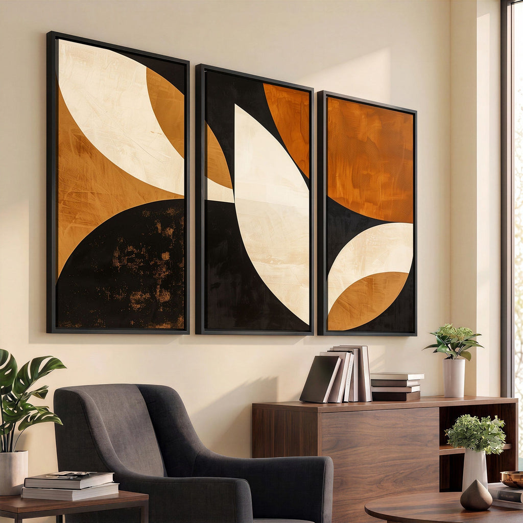 Geometric Abstract Wall Art Canvas Print, Mid Century Modern Wall Art