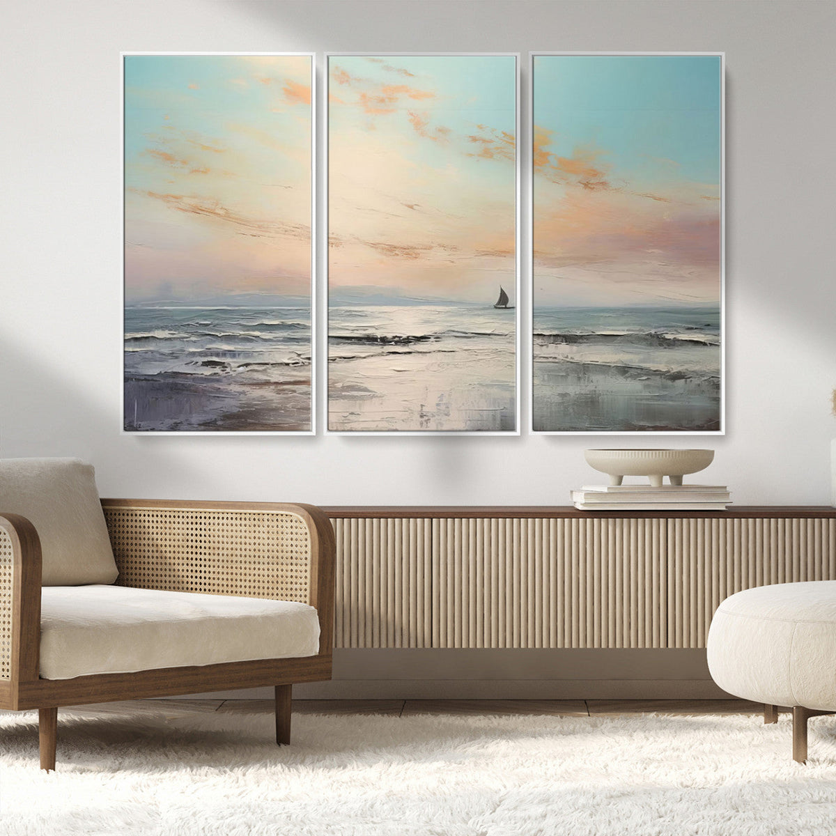 Abstract Ocean Wall Art, Boat Wall Art Canvas Print
