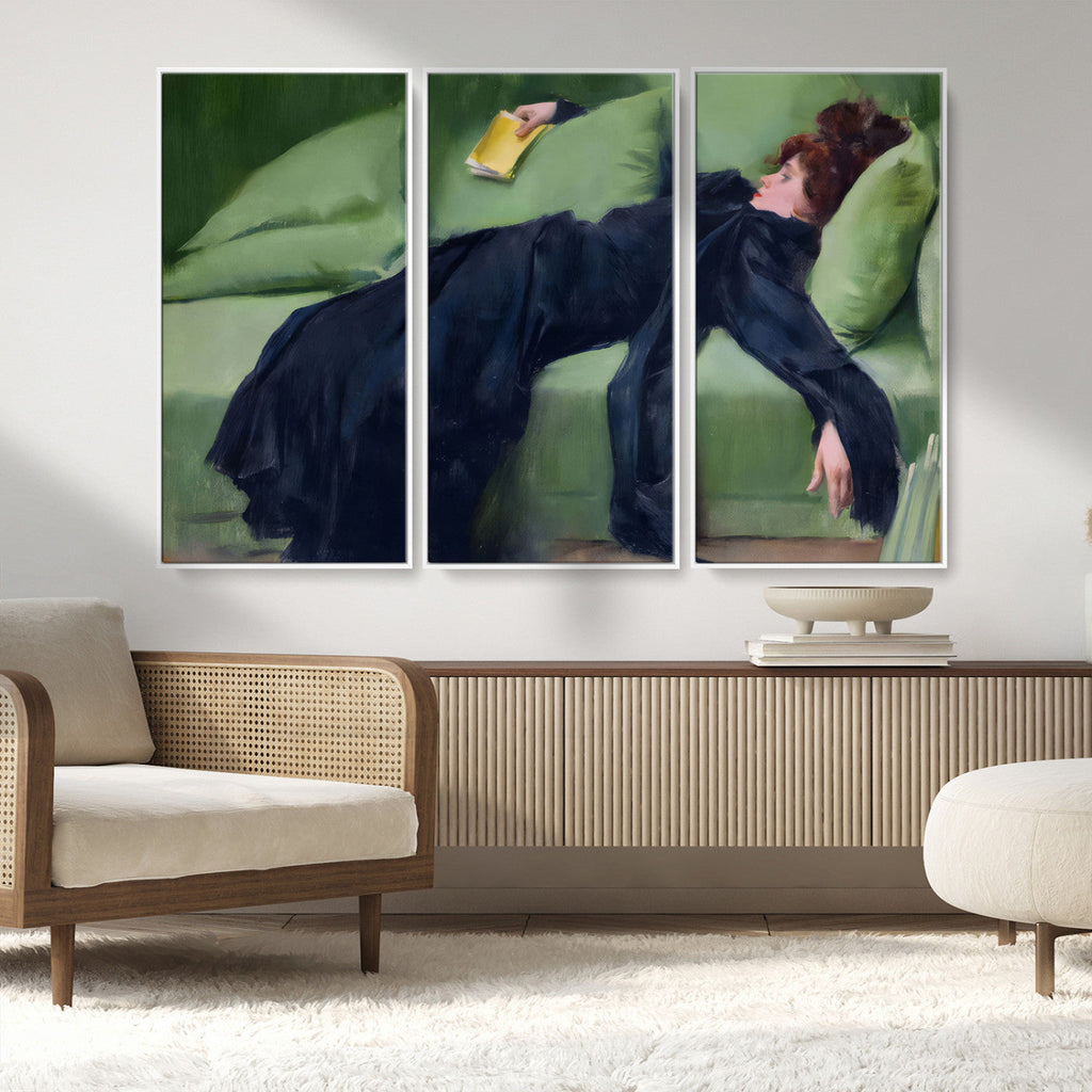 Decadent Girl by Ramon Casas Wall Art Canvas Print, Framed