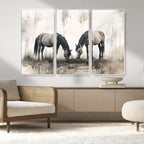 Chinese Ink Style Vintage Horses Wall Art Canvas Print
