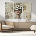 Abstract Floral Women Pastel Wall Art Canvas Print
