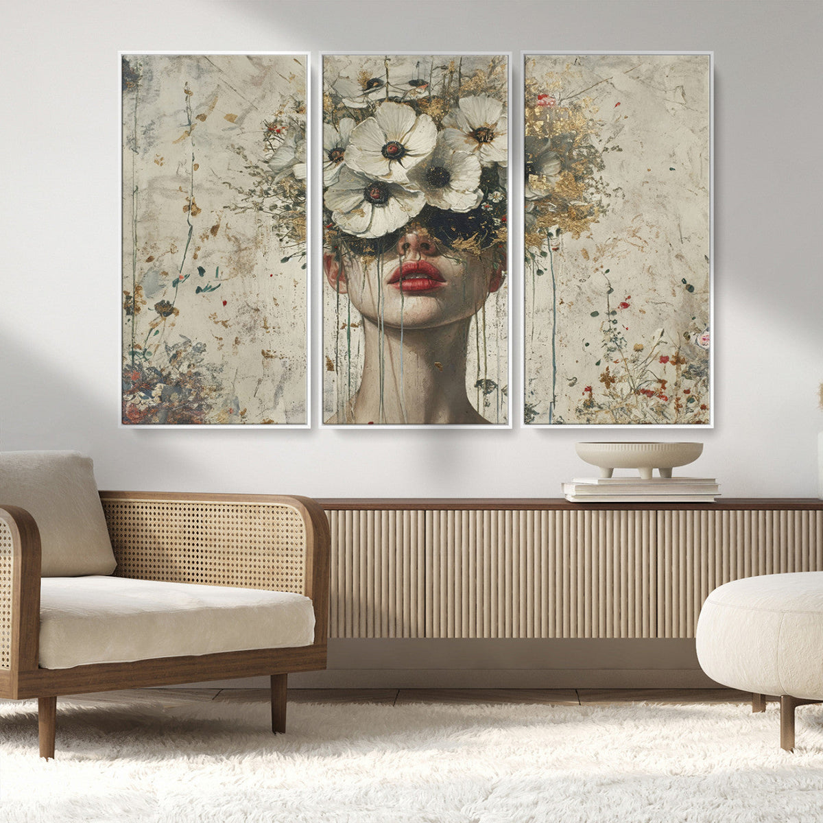 Abstract Floral Women Pastel Wall Art Canvas Print