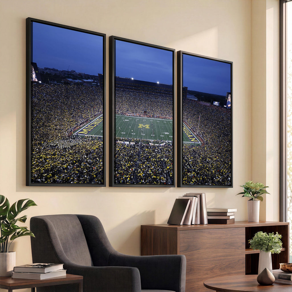 University of Michigan Wolverines Football Team Print, Ann Arbor, Home Bar Wall Decor