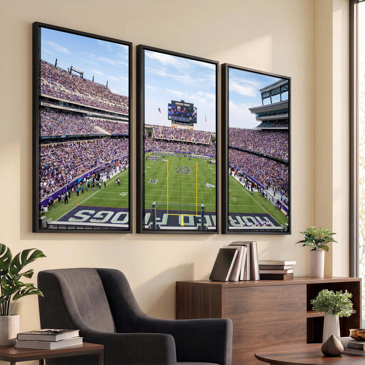 TCU Horned Frogs Football Team Print, Fort Worth Amon G. Carter Stadium, Framed and Ready to Hang