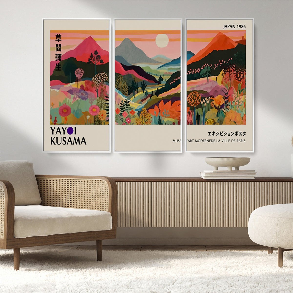 Yayoi 1986 Wall Art Print, Vibrant Wabi Sabi Japanese Abstract Design