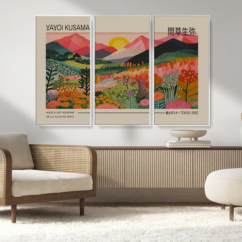 Yayoi Kusama 1986 Wall Art Print, Wabi Sabi Japanese Vibrant Abstract Landscape Canvas
