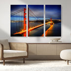 Large Wall Art San Francisco Canvas Print - Wonderful Golden Gate Bridge at Twilight