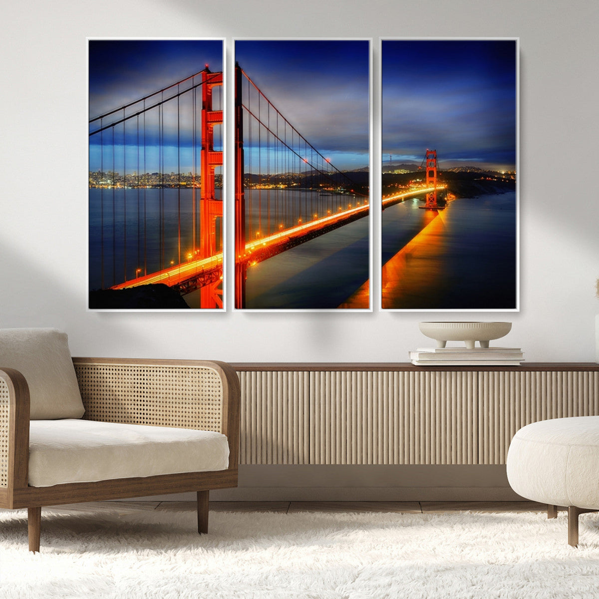 Large Wall Art San Francisco Canvas Print - Wonderful Golden Gate Bridge at Twilight