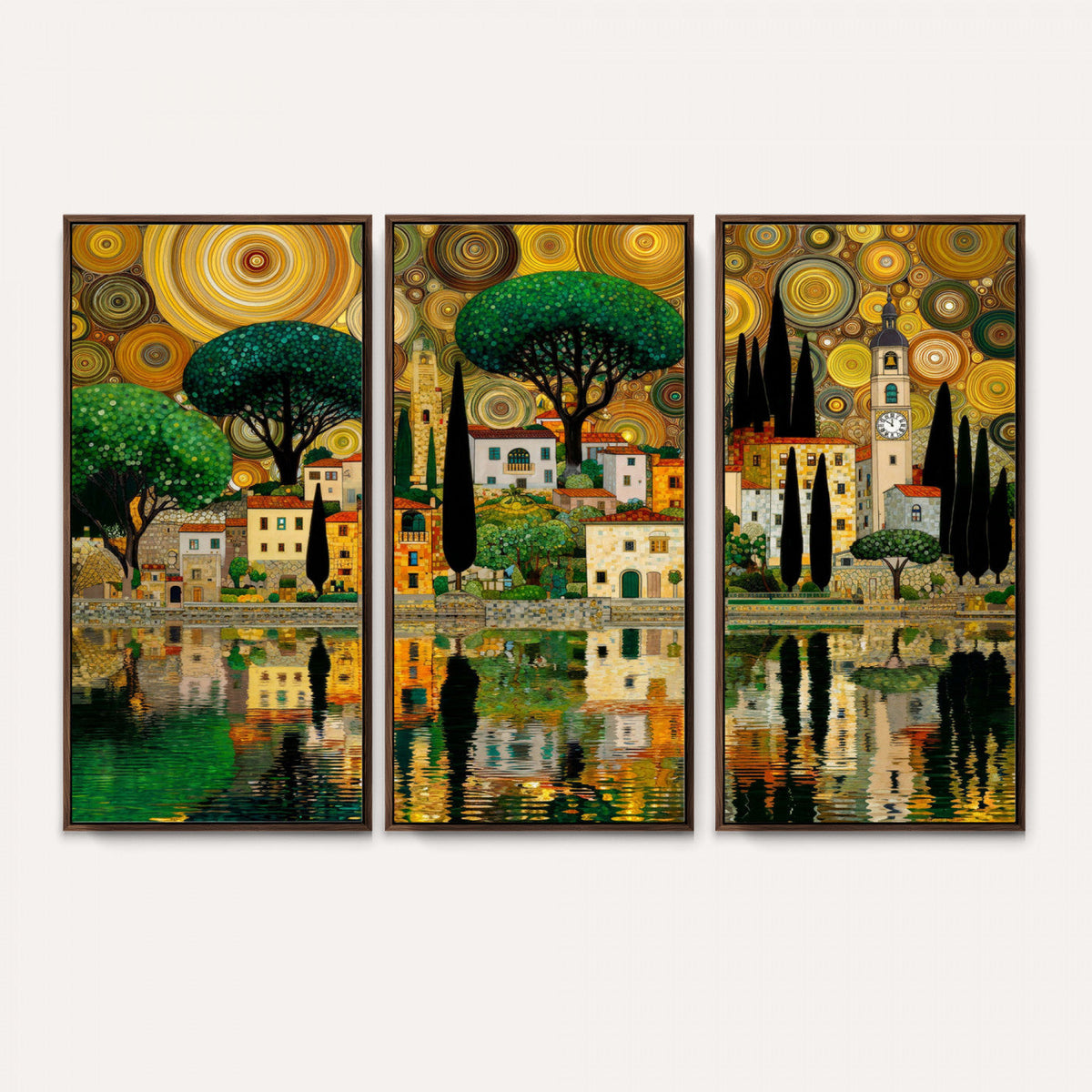Gustav Klimt Golden Cityscape Wall Art Canvas Print