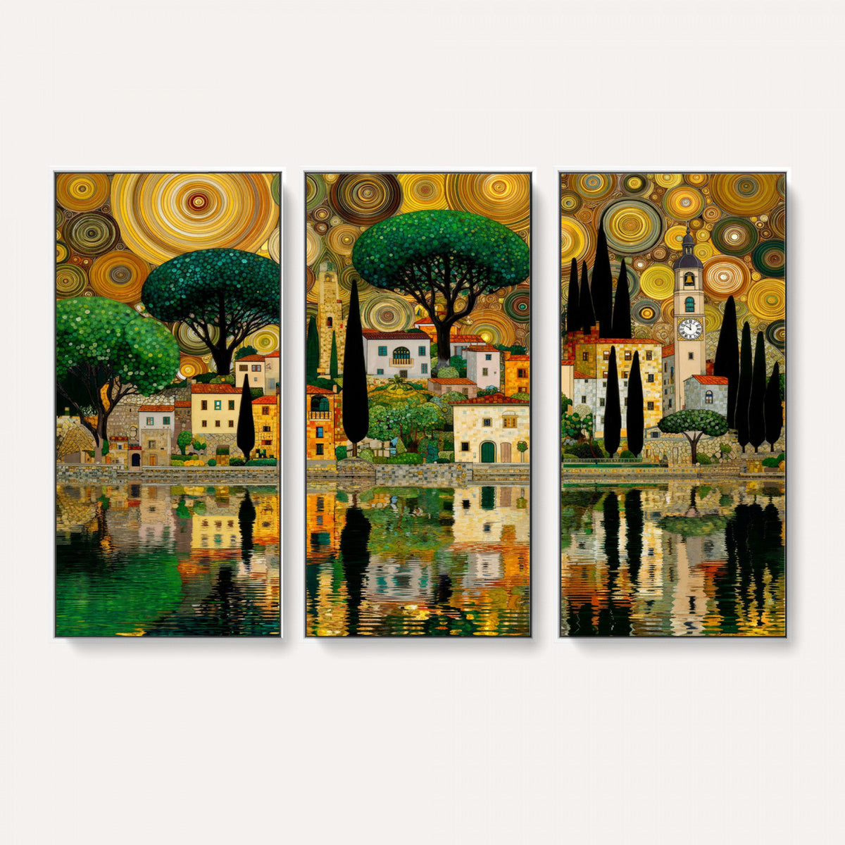 Gustav Klimt Golden Cityscape Wall Art Canvas Print