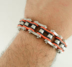 SK1260 Tri-Color Silver Orange Black Bracelet
