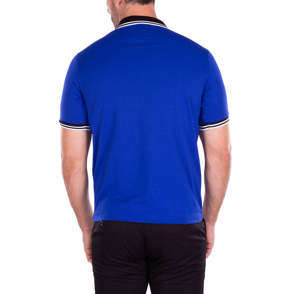 Zipper Short Sleeve Polo Shirt // Blue