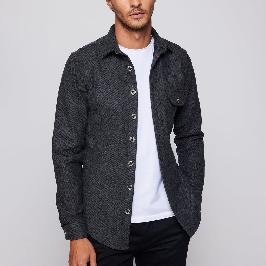 Slim Fit Narrow Cut Flap Pocket Shirt // Gray