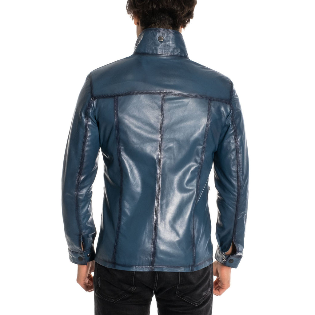 Jaspur Leather Jacket // Blue
