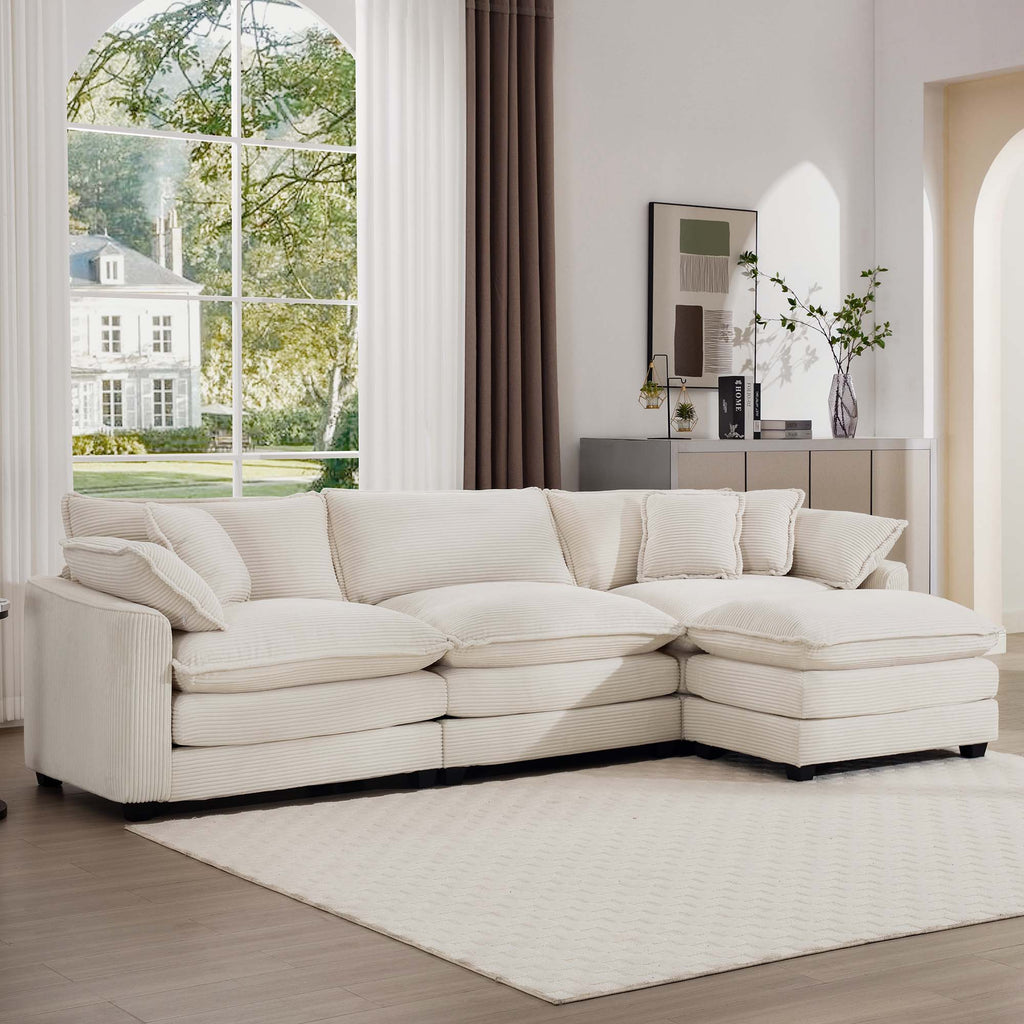 Modern Oversized Modular Cushion Sofa With Ottoman