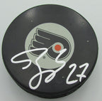 Bruno Gervais Philadelphia Flyers Autographed/Signed Flyers Logo Puck 140688