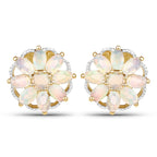 14K Yellow Gold Plated 2.70 Carat Genuine Ethiopian Opal .925 Sterling Silver Earrings