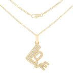 Cubic Zirconia 14K Gold Filled Love Pendant Necklace Set