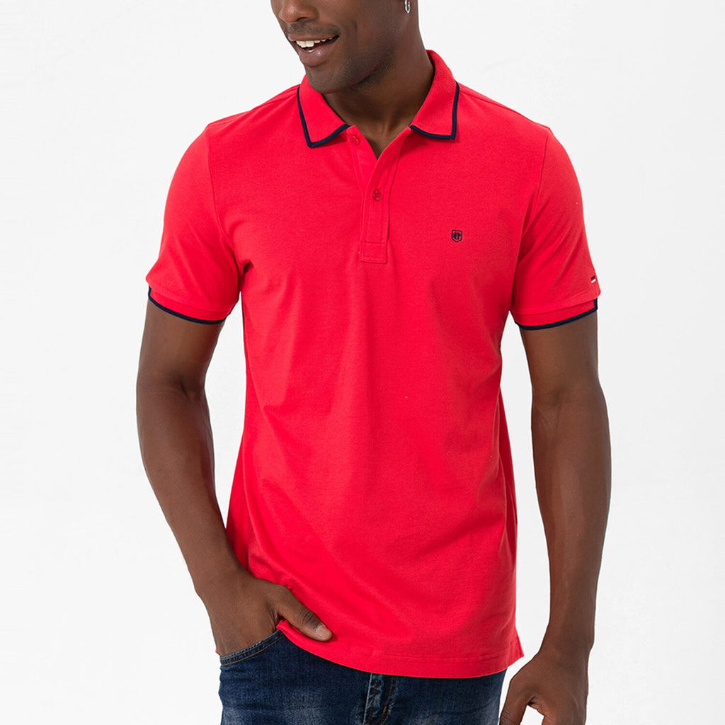 Marcelo Short Sleeve Polo Shirt // Red + Navy
