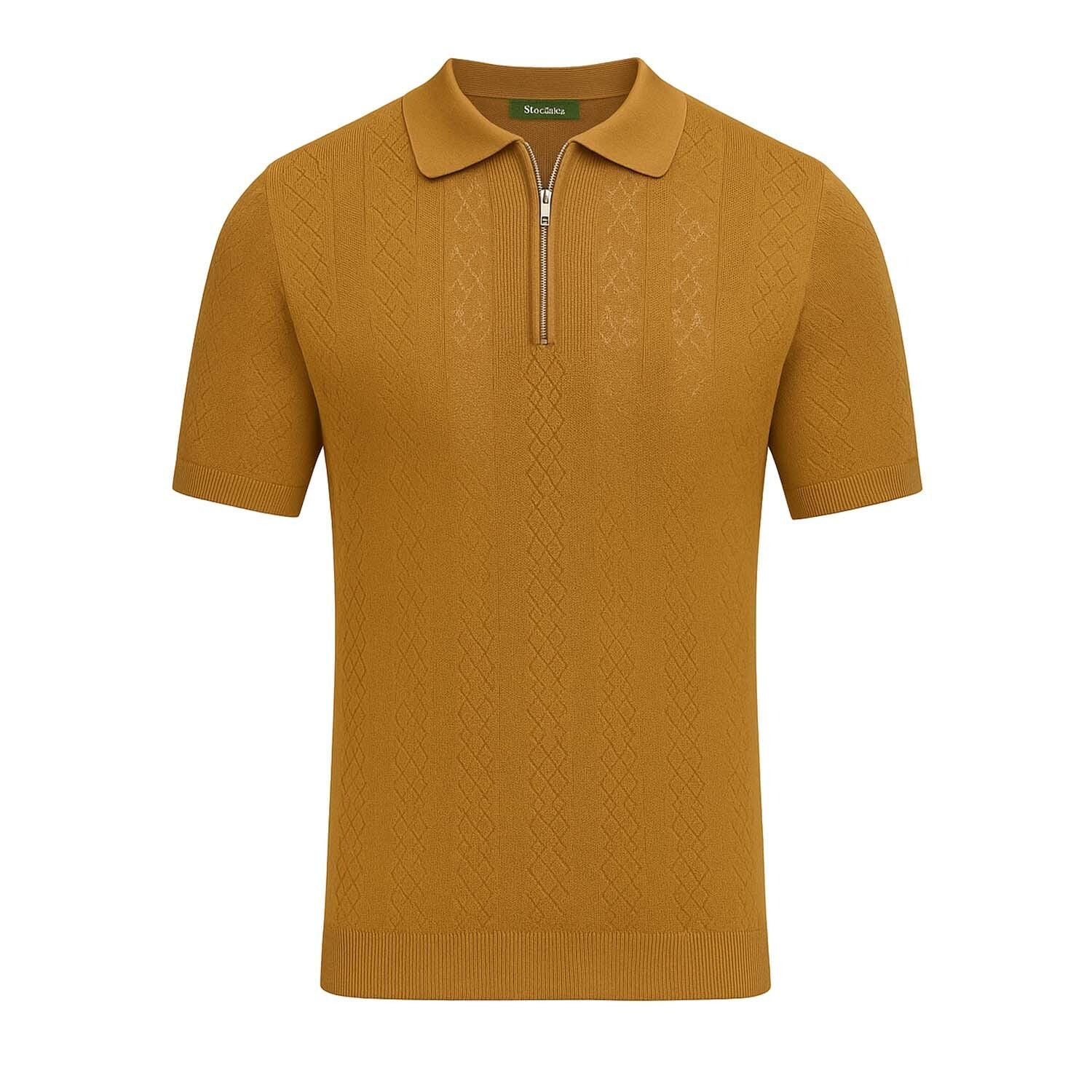 Quarter Zip Sweater Knit Polo // Camel