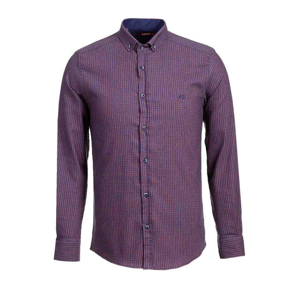 Mayenne Button Down Shirt // Dark Blue + Orange