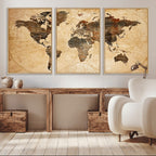 Push Pin World Map Canvas Print | Framed Travel Tracker Wall Art