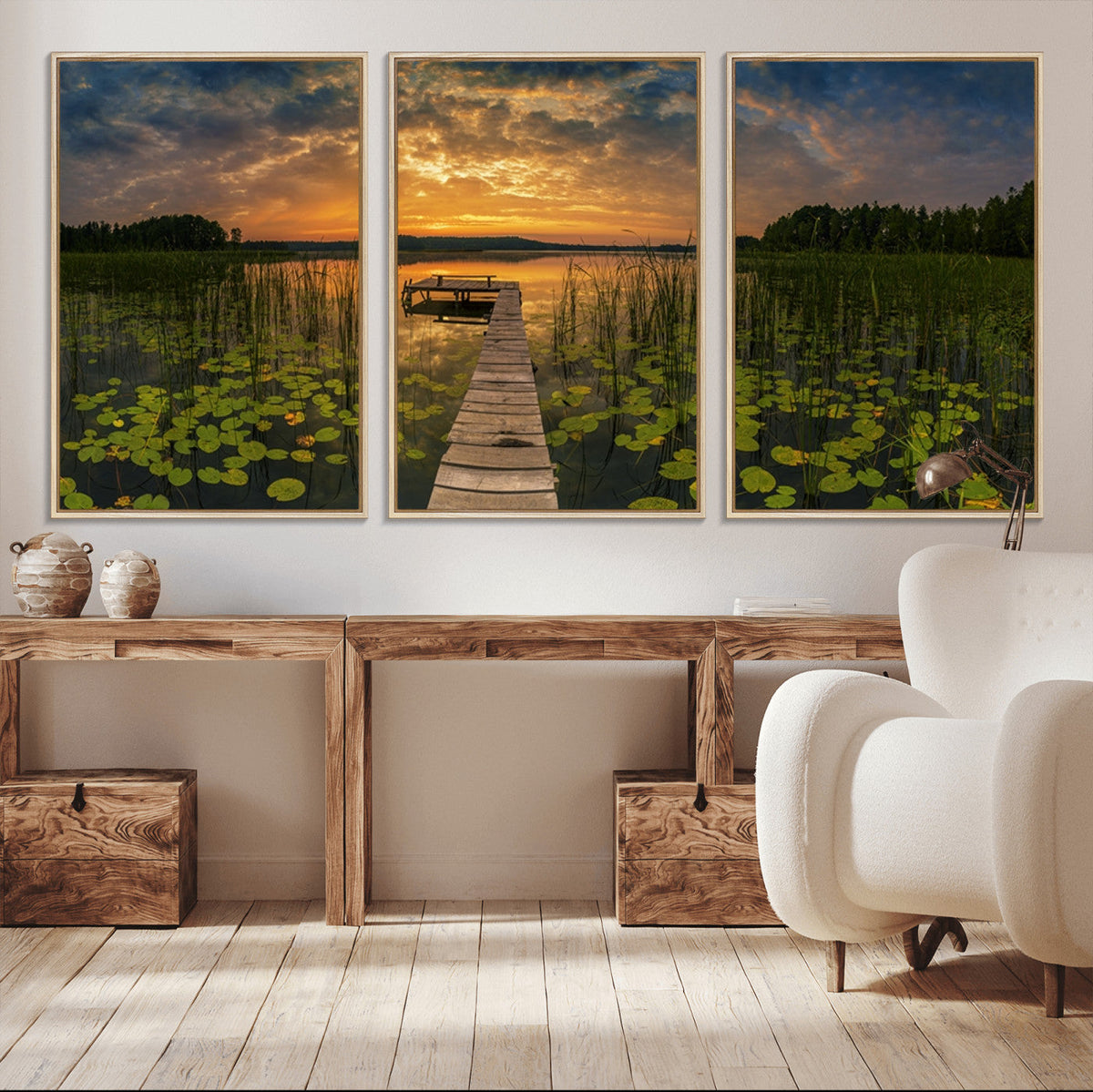 Lake and Flower Wall Art Canvas Print