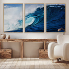Ocean Wave at Sunset Canvas Art, Large Wall Print of Vibrant Water Waves