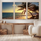 Sunset Palm Trees Wall Art Canvas Print