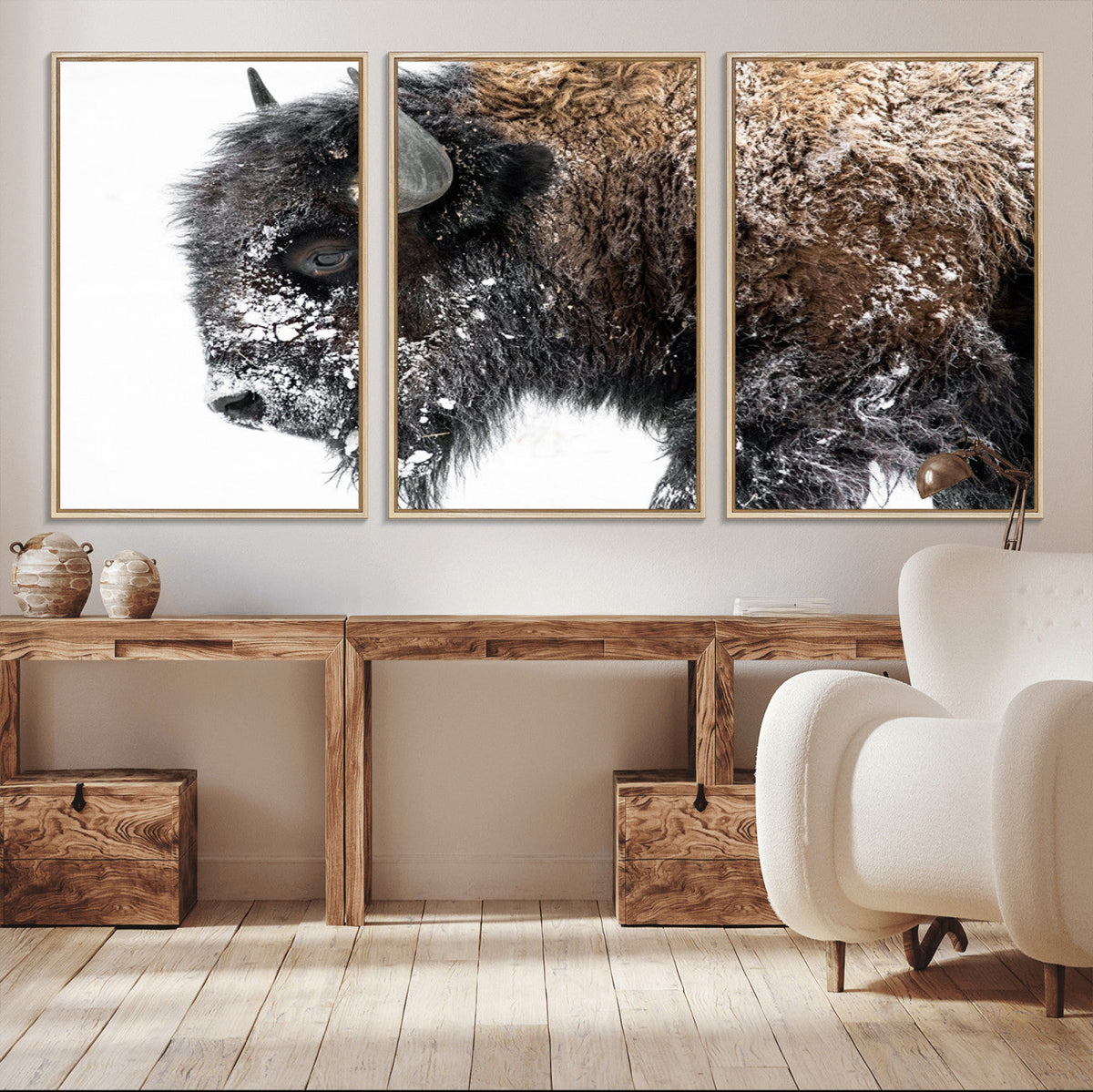 American Bison Wall Art Print, Majestic Buffalo Canvas Print for Living Room or Office
