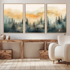 Abstract Forest Print | Mountain Wall Art | Autumn Landscape Canvas Print