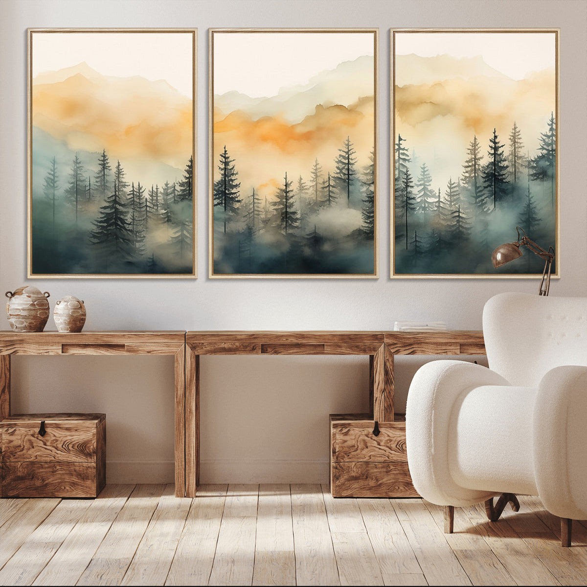 Abstract Forest Print | Mountain Wall Art | Autumn Landscape Canvas Print