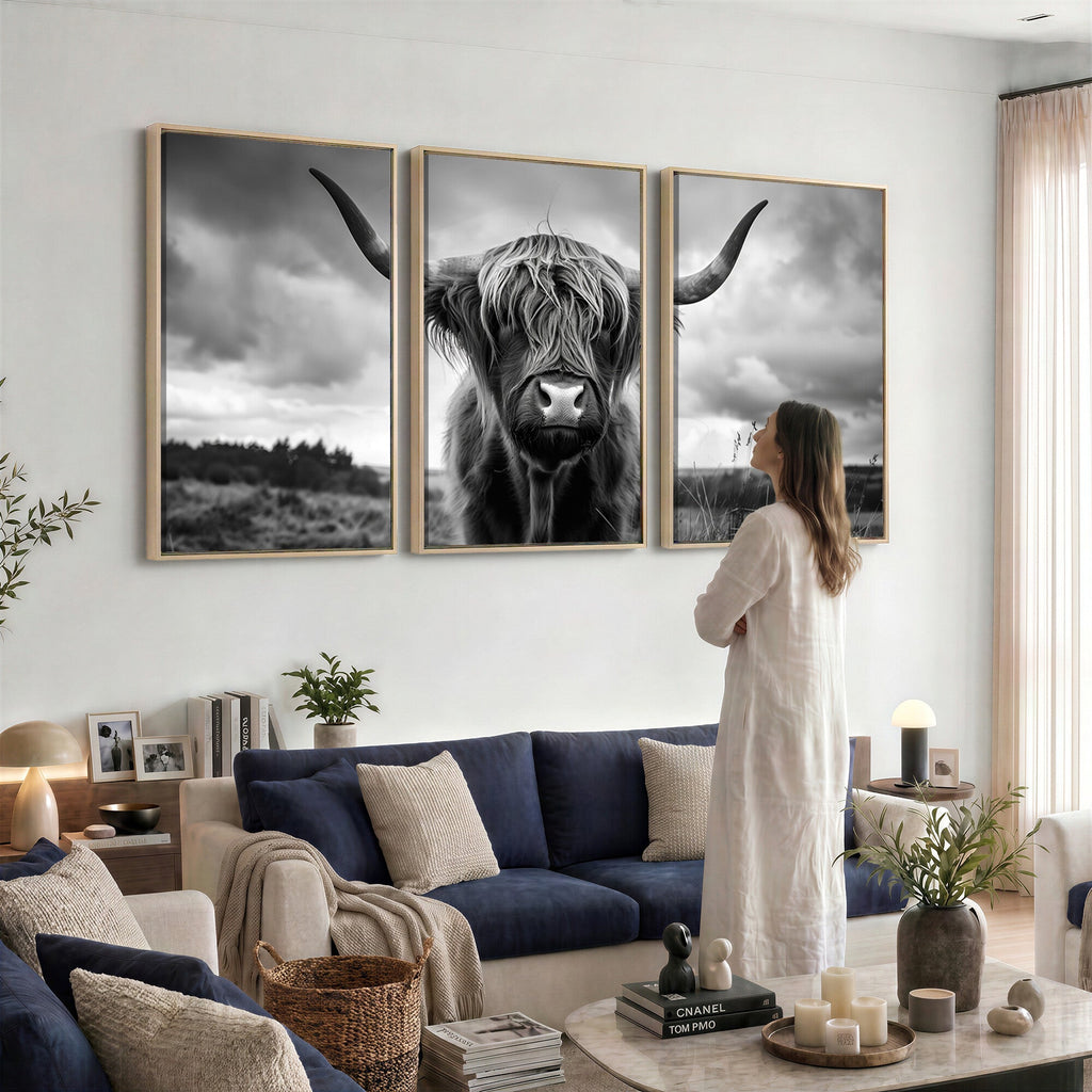 Scottish Cow Wall Art Canvas Print, Longhorn Wall Art