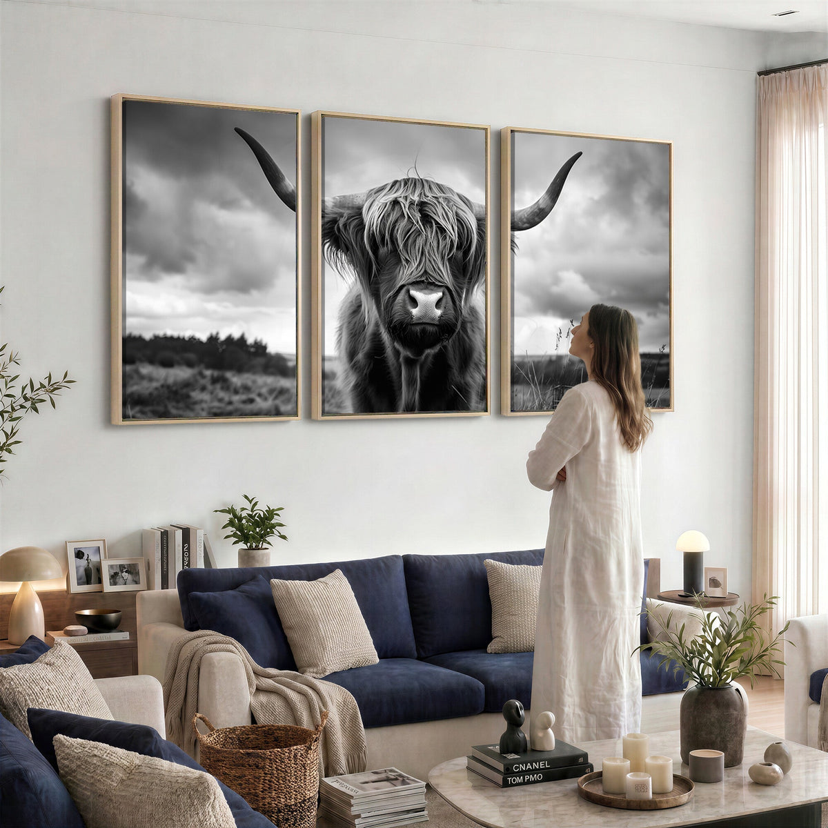 Scottish Cow Wall Art Canvas Print, Longhorn Wall Art