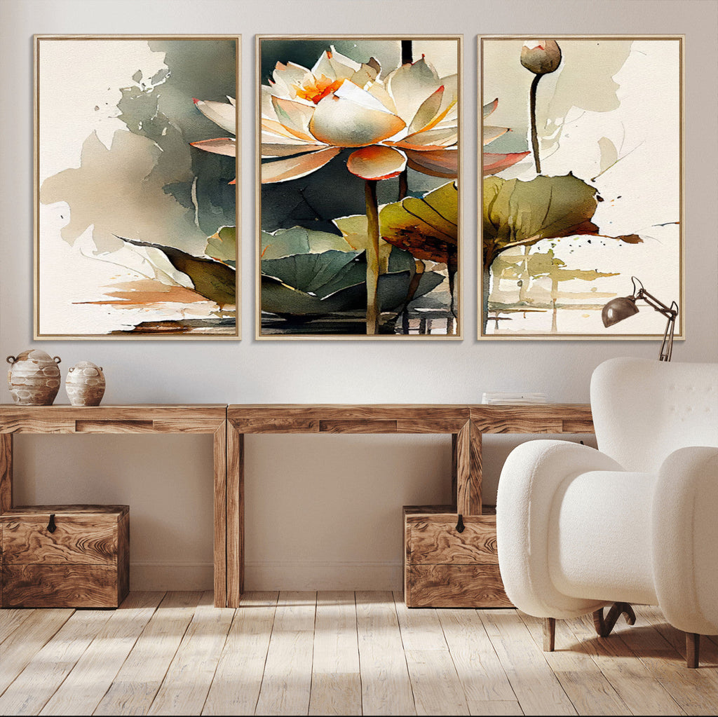 Lotus Flower Watercolor Canvas Print | A Symbol of Serenity and Growth in Soft Watercolors