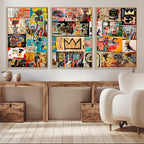 Abstract Art Collage Wall Art Canvas Print, Urban Graffiti Style