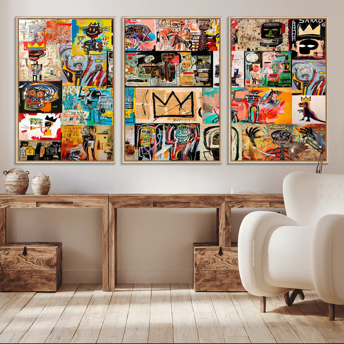 Abstract Art Collage Wall Art Canvas Print, Urban Graffiti Style