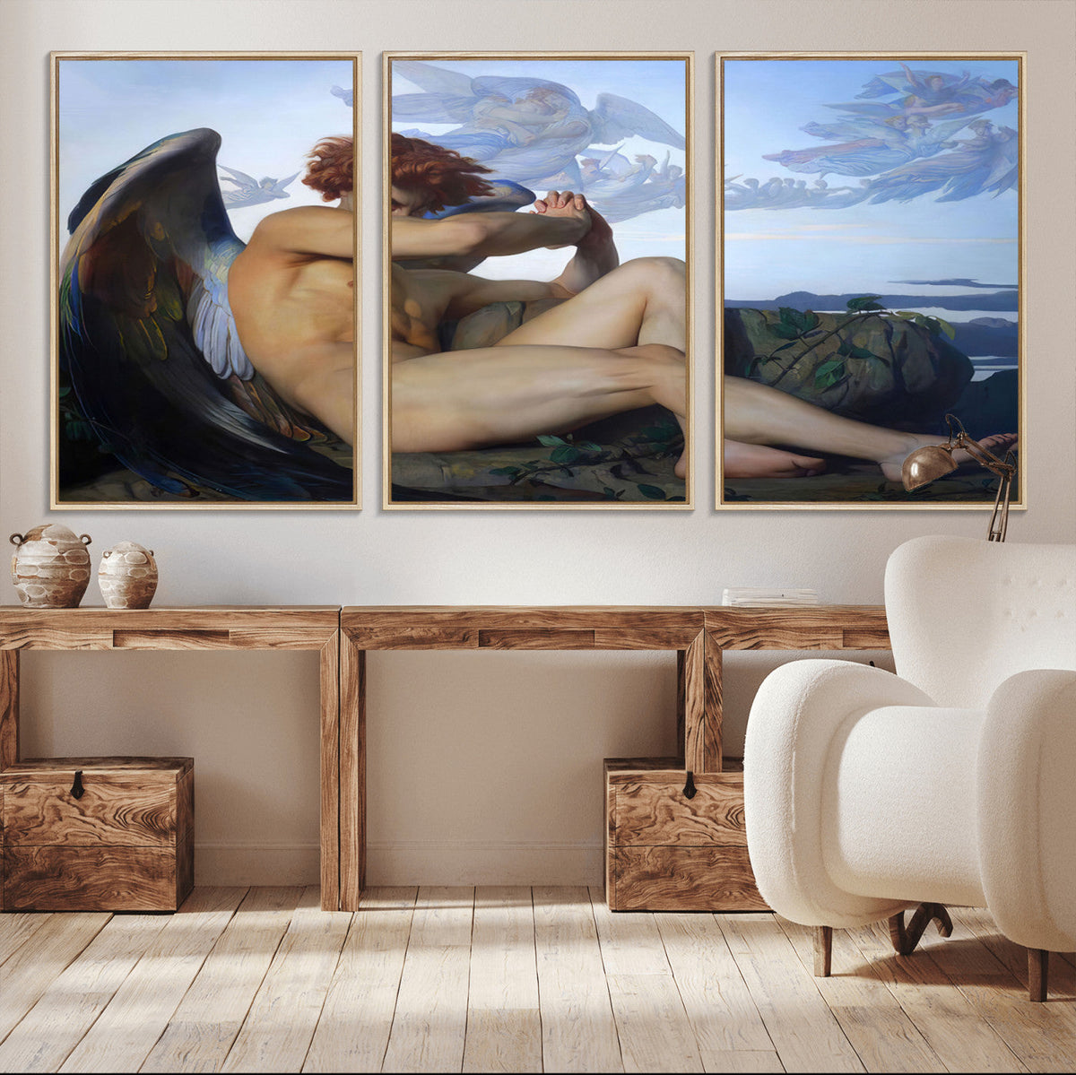 Fallen Angel Wall Art Canvas Print, Alexandre Cabanel Classic Art Reproduction