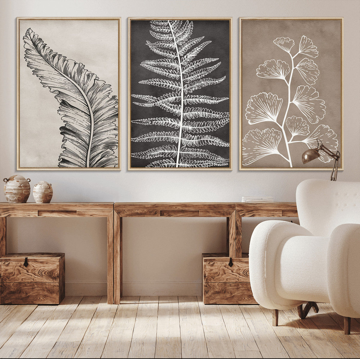 Minimalist Botanical Wall Art Canvas Print, Framed and Ready to Hang