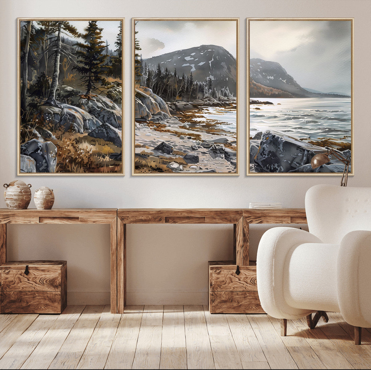 Serene Coastal View of Acadia National Park