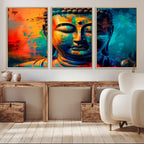 Colorful Buddha Wall Art | Framed Abstract Portrait Canvas