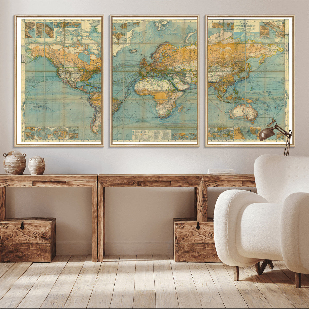 Push Pin World Map Canvas Print | Travel Tracker Wall Art for Couples
