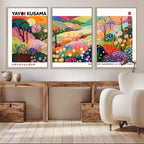 Framed Yayoi Kusama 1986 Wall Art Print | Japanese Wabi Sabi Vibrant Abstract Landscape Canvas
