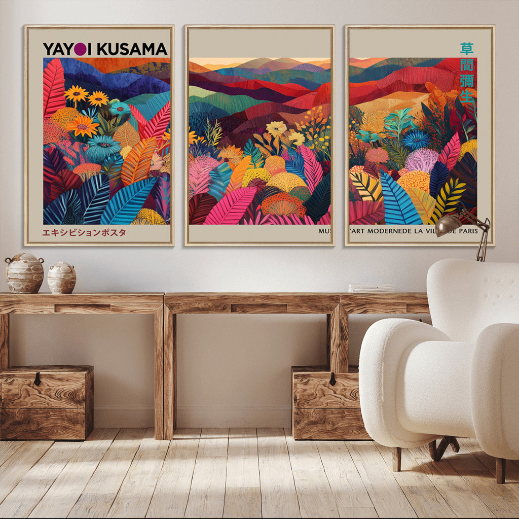 Yayoi Kusama Wall Art Canvas Print, Abstract Art, Large Framed Print, Japanese Wabi Sabi Wall Art