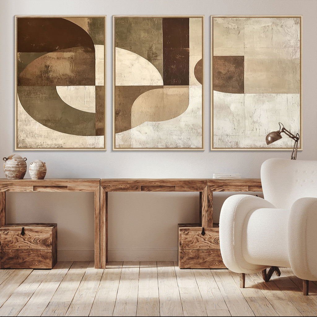 Wabi Sabi Geometric Wall Art | Abstract Modern Minimalist Canvas Print
