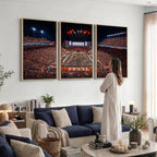 Texas Stadium Night Game Wall Art Canvas Print, Vibrant Football Fireworks Scene
