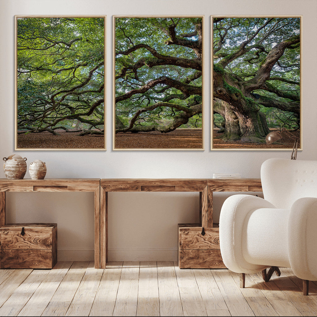 Historic Tree Wall Art | Framed Mossy Branch Canvas Artwork