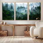 Misty Forest Wall Art Canvas Print | Framed Foggy Mountain Landscape